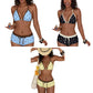 👙Set de bikini cu bretele în stil halter cu buline – stil retro, material elastic, slip tip boxeri 🌊
