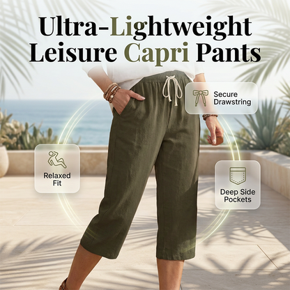 Pantaloni capri casual din bumbac amestecat pentru femei
