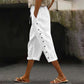 Pantaloni capri casual pentru femei, cu nasturi laterali