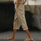Pantaloni capri casual pentru femei, cu nasturi laterali