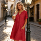 🍃☁️ Rochie lejeră și respirabilă pentru femei, cu decolteu în V și buzunare 😍