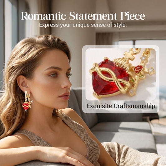 💍Cercei cu inimă roșie și cruce – în stil vintage, delicați, simbolici ✝️