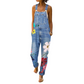 Salopetă din denim cu imprimeu floral pentru femei