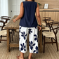 🌸Set compus din un top asimetric și pantaloni capri cu imprimeu floral pentru femei – Versatil, plin de viață, confortabil 🌺