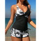 👙 Set de tankini cu talie înaltă și imprimeu tropical – confortabil, elegant și perfect pentru plajă și vacanță
