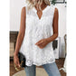 👚Cămașă fără mâneci cu imprimeu floral și dantelă, pentru femei