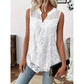 👚Cămașă fără mâneci cu imprimeu floral și dantelă, pentru femei