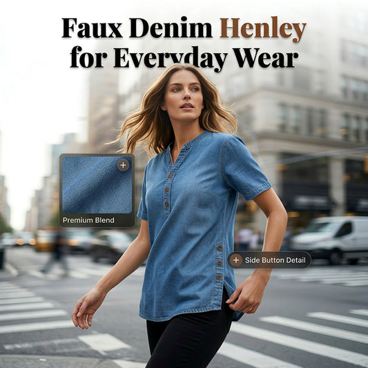 Bluză casual pentru femei, din denim respirabil 👖