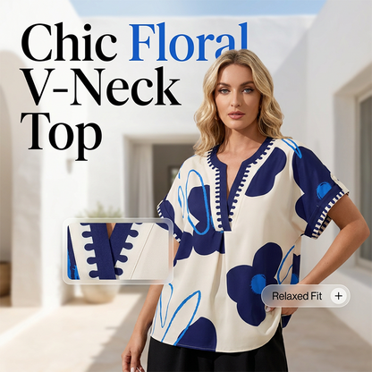 Bluză elegantă cu mâneci scurte și imprimeu pentru femei