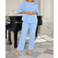 Set elegant din două piese, de culoare unică, pentru femei
