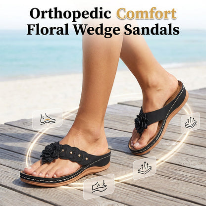 🌷Sandale cu baretă pentru femei, cu imprimeu floral și suport pentru arcada plantară 🌸 Ușoare, elegante și incredibil de confortabile