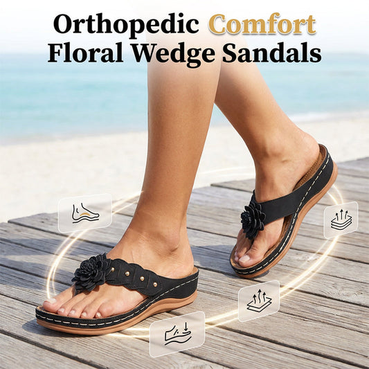 🌷Sandale cu baretă pentru femei, cu imprimeu floral și suport pentru arcada plantară 🌸 Ușoare, elegante și incredibil de confortabile