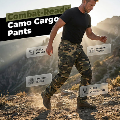 Pantaloni cargo de camuflaj pentru bărbați, pentru activități în aer liber👖
