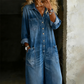 Salopetă din denim cu mâneci lungi, casual, pentru femei