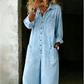 Salopetă din denim cu mâneci lungi, casual, pentru femei