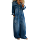 Salopetă din denim cu mâneci lungi, casual, pentru femei
