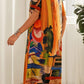 ❤️‍🔥Rochie fluidă în culori tropicale vibrante