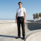 Pantaloni pentru bărbați, cu croială dreaptă și material elastic