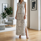 👗Rochie lungă fără mâneci, cu decolteu în V și fante laterale, pentru femei