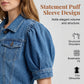 Jachetă din denim cropped, cu mâneci scurte și umplutură, pentru femei🧥
