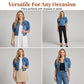 Jachetă din denim cropped, cu mâneci scurte și umplutură, pentru femei🧥