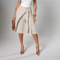 Pantaloni culottes eleganți pentru femei, cu talie încrucișată și croi larg