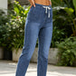 Pantaloni de jogging casual din denim, cu șnur, pentru femei