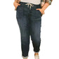 Pantaloni de jogging casual din denim, cu șnur, pentru femei