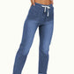 Pantaloni de jogging casual din denim, cu șnur, pentru femei