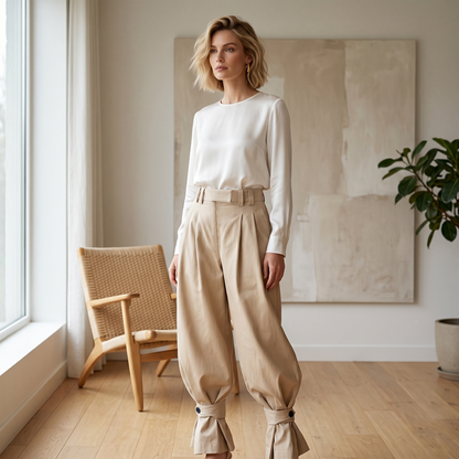 👖 Pantaloni plisați pentru bărbați, cu croi larg 🌸