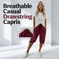 👖🌬️ Pantaloni capri casual, cu șnur de strângere și buzunare