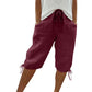 👖🌬️ Pantaloni capri casual, cu șnur de strângere și buzunare