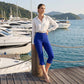 Pantaloni capri elastici cu efect de modelare a taliei – talie înaltă, elasticitate în 4 direcții, detalii elegante 🌼