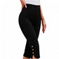 Pantaloni capri elastici cu efect de modelare a taliei – talie înaltă, elasticitate în 4 direcții, detalii elegante 🌼