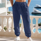 👖 Pantaloni de casă pentru bărbați din amestec de in, cu șnur