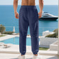 👖 Pantaloni de casă pentru bărbați din amestec de in, cu șnur