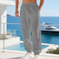 👖 Pantaloni de casă pentru bărbați din amestec de in, cu șnur