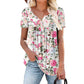 👚 Tricou lejer pentru femei, cu imprimeu floral și nasturi🌸