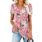 👚 Tricou lejer pentru femei, cu imprimeu floral și nasturi🌸