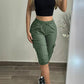 Pantaloni skinny scurți pentru femei, cu talie rulată și șnur