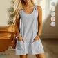 Rochie tip salopetă pentru femei, casual, cu dungi, bretele reglabile, fără mâneci