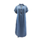 Rochie lungă din denim cu decolteu în V și fermoar, pentru femei