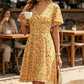 Rochie cu imprimeu floral și decolteu în V pentru femei