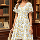 Rochie cu imprimeu floral și decolteu în V pentru femei