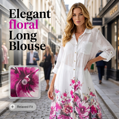 Cămașă lungă pentru femei cu imprimeu floral