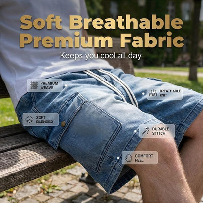 Șorturi largi din denim pentru bărbați, în stil urban
