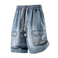 Șorturi largi din denim pentru bărbați, în stil urban