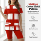 🌺😍Set de top cu mânecă scurtă și pantaloni scurți, cu imprimeu contrastant pentru femei