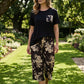 Set de bluză casual cu guler rotund și pantaloni capri pentru femei