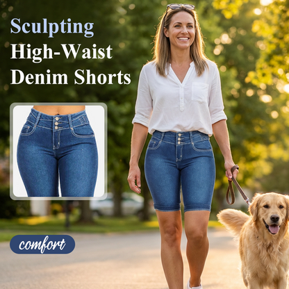 🌺Reduceri de vară 👖✨Pantaloni scurți din denim elastic cu talie înaltă pentru femei